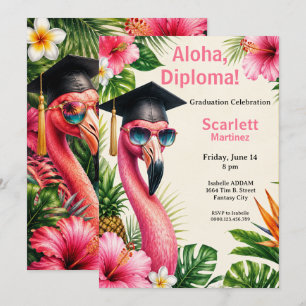 Invitación Diploma Aloha Fiesta de Graduación Tropical en la 