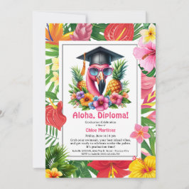 Invitación ¡Diploma Aloha! Fiesta de graduación tropical junt
