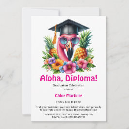 Invitación Diploma Aloha Fiesta Tropical de Graduación en la 