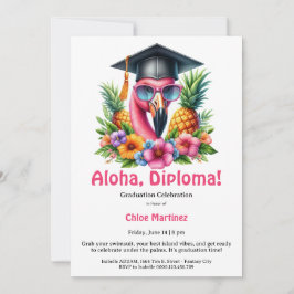 Invitación Diploma Aloha Fiesta Tropical de Graduación en la 