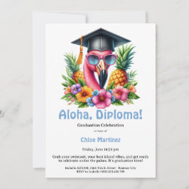 Invitación Diploma Aloha Fiesta Tropical de Graduación en la 