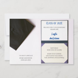 Invitación Diploma de Cabo de Graduación Azul/Negro de la Mar
