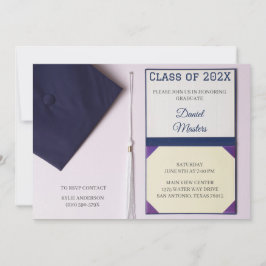 Invitación Diploma de cápsula de graduación azul Eggshell/ Na