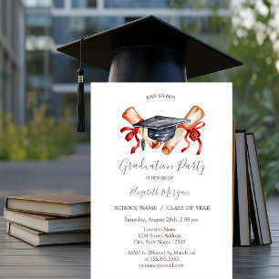 Invitación Diploma de Gorro de Graduación, Estrellas Graduac