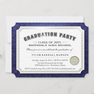 Invitación Diploma de graduación 2015: Marina azul y blanco i