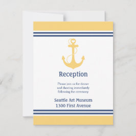 Invitación Dirección de recepción de boda con ancla de corazó