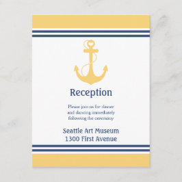 Invitación Dirección de recepción de boda con ancla de corazó