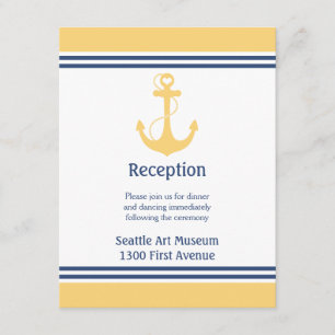 Invitación Dirección de recepción de boda con ancla de corazó