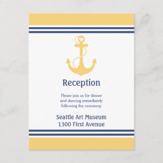 Invitación Dirección de recepción de boda con ancla de corazó