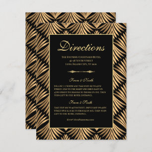 Invitación Direcciones Bodas de Gatsby de Oro Negro Art Deco