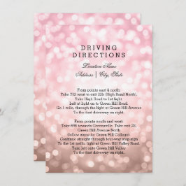 Invitación Direcciones de conducción de bodas Rosa Luces rosa