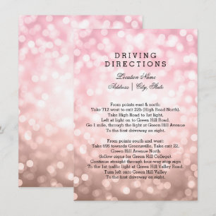 Invitación Direcciones de conducción de bodas Rosa Luces rosa
