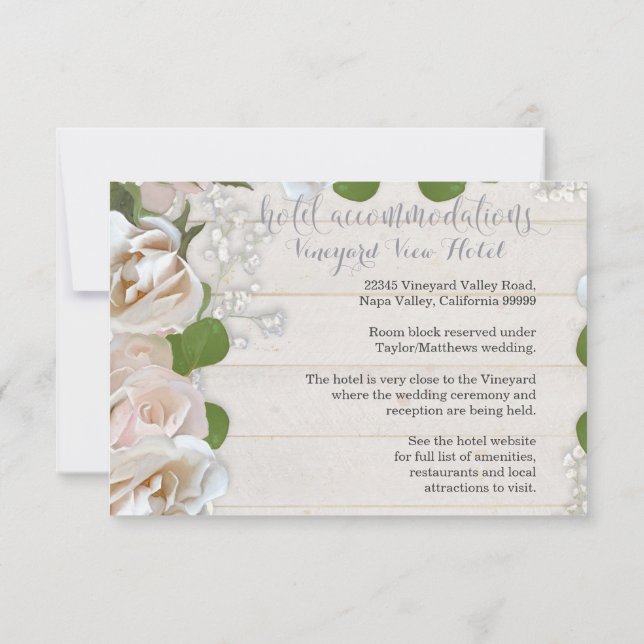Invitación Direcciones de conducción de hoteles Rosas de Rubo (Reverso)