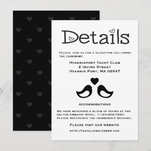 Invitación Direcciones / Detalles Palomas Negras y Blancas Co