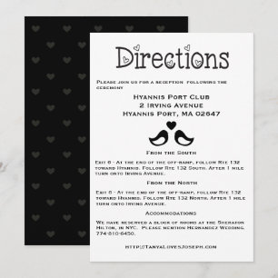 Invitación Direcciones en negro y blanco, detalles Palomas Co