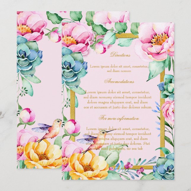 Invitación Direcciones exóticas de la boda de Frame&Flower (Anverso / Reverso)