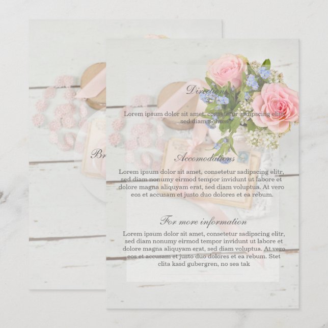 Invitación Direcciones románticas de boda de flores de primav (Anverso / Reverso)