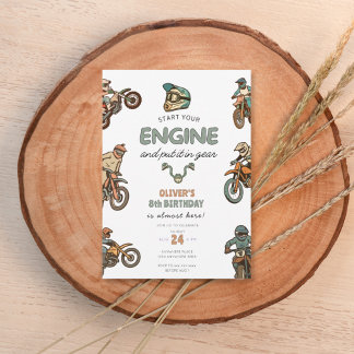 Invitación Dirt bike boy 8th birthday