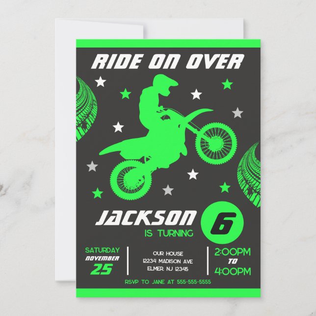 Invitación Dirt Bike Motocross Motorbike Boy Birthday  (Anverso)