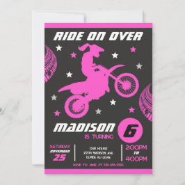 Invitación Dirt Bike Motocross Motorbike Girl Birthday 