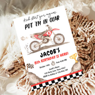 Invitación Dirt Bike Motorcross Carreras Biking Boy Cumpleaño