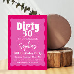 Invitación Dirty30 Hot Pink Wavy Curve Squiggle 30th Birthday<br><div class="desc">Dirty30 Hot Pink Wavy Curve Squiggle 30th Birthday Invitation Dirty 30 Hot Pink Wave Curve 30th Birthday Invitation. Curva de onda rosa caliente Guión moderno 30 cumpleaños fiesta invitación Guión moderno 30 cumpleaños Fiesta de cumpleaños Invitaciones de plantilla de borde de onda de 30 años "¡Turning 30 nunca ha sido...</div>