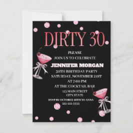 Invitación Dirty 30 Coquette Martini cumpleaños Tema