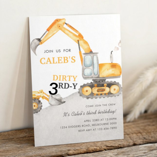 Invitación Dirty 3RD-Y Construction 3rd Birthday Party (Subido por el creador)
