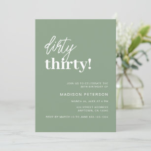 Invitación Dirty Thirn Modern Sage Green Birthday Party