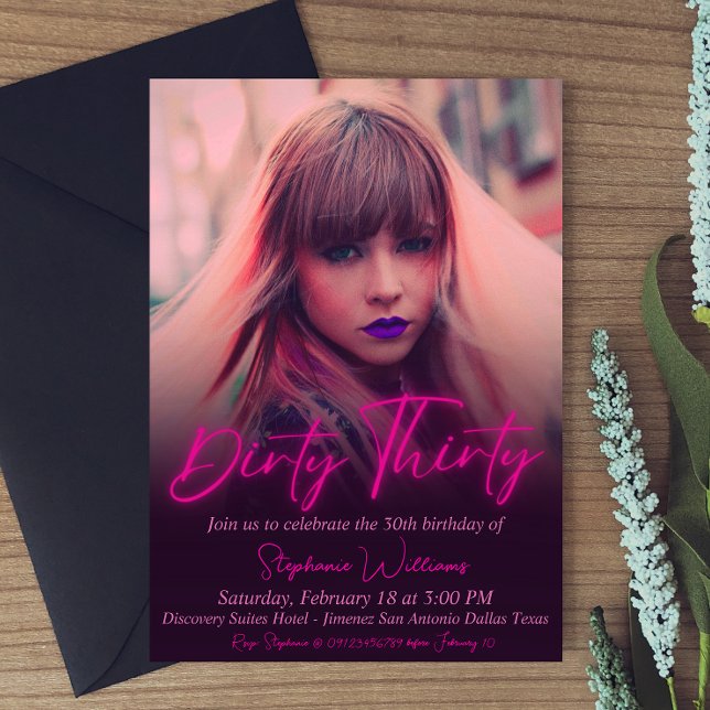 Invitación Dirty Thirty con foto Minimalista (Subido por el creador)