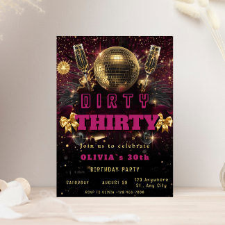 Invitación Dirty Thirty Disco Birthday Invitation