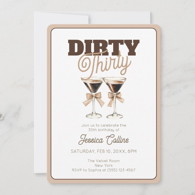 Invitación Dirty Thirty Espresso Cocktail 30th Birthday Fiest (Anverso)