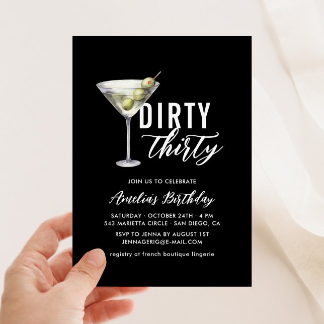 Invitación Dirty Thirty Martini 30th Birthday Invitation (Subido por el creador)