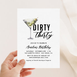 Invitación Dirty Thirty Martini 30th Birthday Invitation