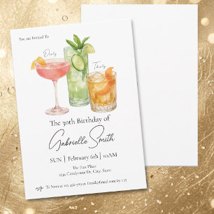 Invitación Dirty Thirty Martini Cumpleaños 30 de Mujeres