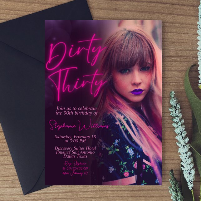 Invitación Dirty Thirty Minimalista con foto (Subido por el creador)