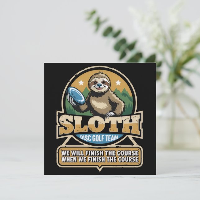 Invitación Disc Golfer Funny Sloth Disc Golf Player Golfer (Anverso de pie)