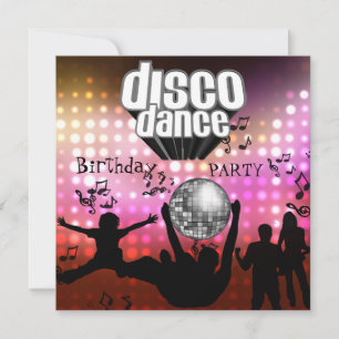 Invitación Disco Baile Fiesta de Cumpleaños Retro