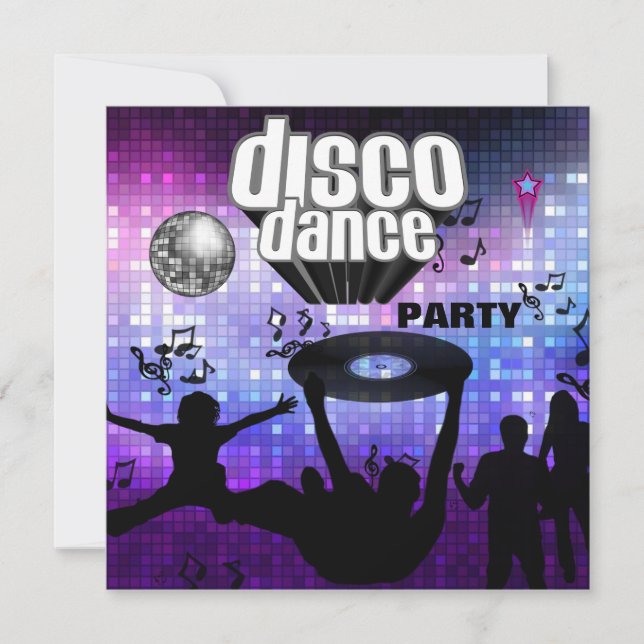 Invitación Disco Baile Fiesta Retro (Anverso)