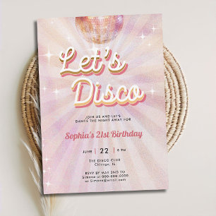 Invitación Disco Ball 70 Dance Fiesta Retro 21st Birthday