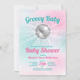Invitación Disco Ball Baby Shower Groovy
