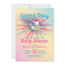 Disco Ball Baby Shower Groovy Pastel Rainbow