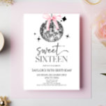 Invitación Disco Ball Bow Sweet 16th Birthday Party<br><div class="desc">¡Esta es una película de plata disco Ball rosa Coquette Bow Sweet 16th Birthday Party Invitation!</div>