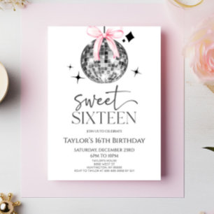 Invitación Disco Ball Bow Sweet 16th Birthday Party