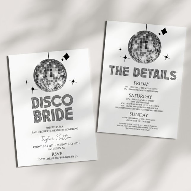 Invitación Disco Ball Disco Bride Bachelorette Fiesta de fin  (Subido por el creador)