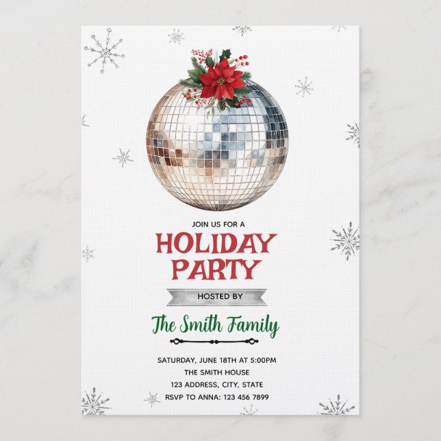 Invitación Disco Ball Holiday Party Invitation (Anverso)