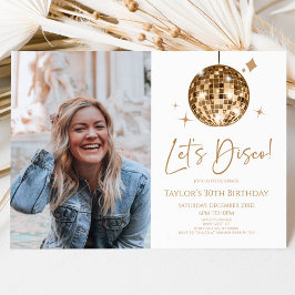 Invitación Disco Ball Let's Disco Personalizado Photo Birthda