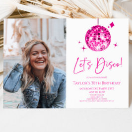 Invitación Disco Ball Let's Disco Personalizado Photo Birthda