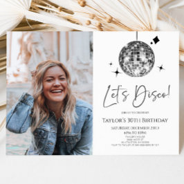 Invitación Disco Ball Let's Disco Personalizado Photo Birthda