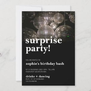 Invitación Disco Ball Negrita Fiesta de cumpleaños de sorpres